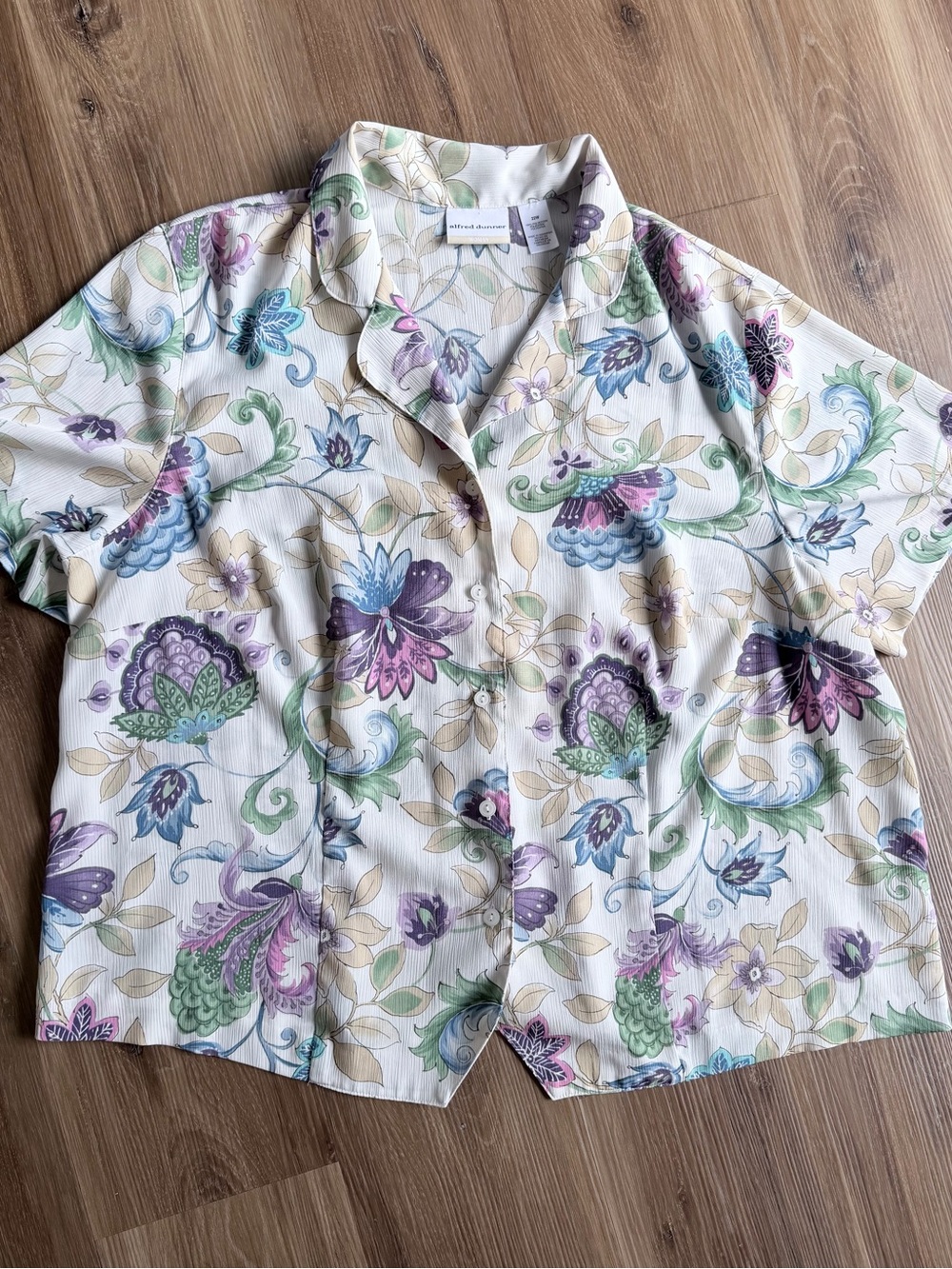 Alfred Dunner Plus Button-Front Top with Floral Print B0005